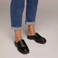 Therapy Shoes AU Royal Black Croc FLATS